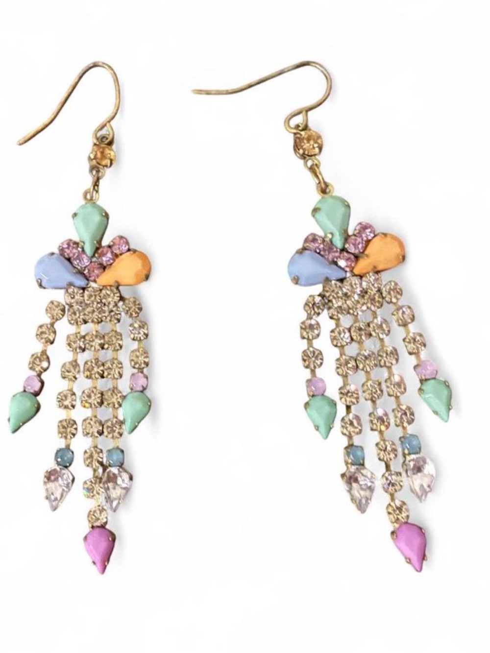 Pastel Crystal Chandelier Earrings - Multicolor
